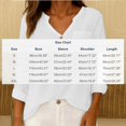 thumbnail image 3 of Womens Blouses Fall 2025 Crop Tops Trendy 3/4 Sleeve Shirts V Neck Cotton White Blouses Dressy Casual, 3 of 7