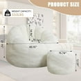 thumbnail image 2 of Bean Bag Chair with Ottoman,Bean Bag with Filler, Big Comfy Couch, Lounge Sofa, Cozy Lazy Comfy Floor Sofa for Bedroom, Reading Chair for Living Room(White-A), 2 of 17