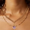 thumbnail image 3 of Couple Necklace Cubic Zirconia Heart Matching Necklace Romantic Through The Heart Couple Jewelry for Him Her Valentine's Day Gift, 3 of 8