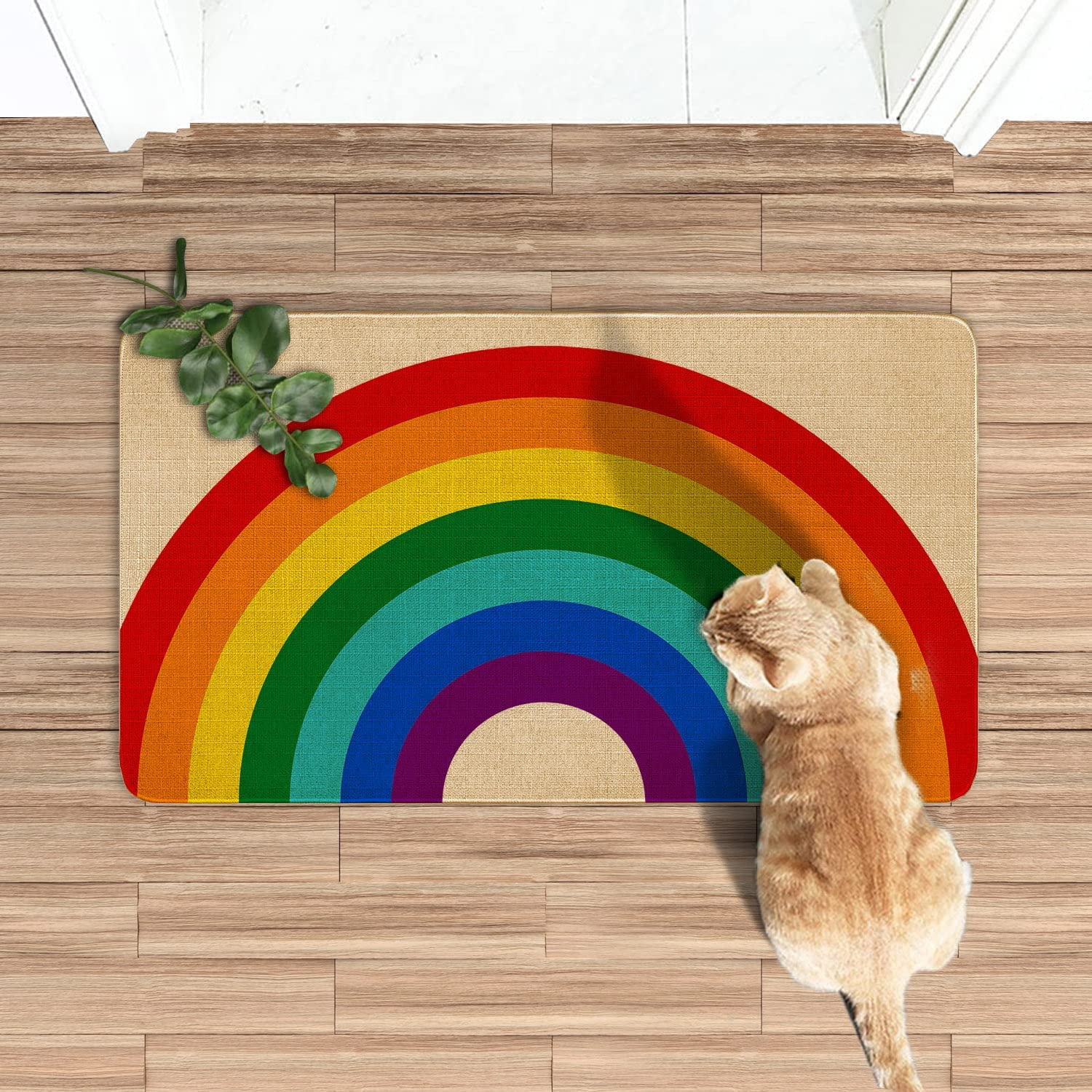 NEW Rainbow Doormat Pride Month Gift Rubber Back Door mat Indoor