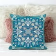 thumbnail image 3 of Paisley Leaf Geo Duo Throw Pillow with Removable Cover in Aqua Blue Pink Yellow 20x20, 3 of 4