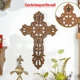 thumbnail image 6 of Sungmor Cast Iron Cross Wall Decor, Pretty & Ornate Metal Cross Wall Art, Vintage Decorative Outdoor Hanging Cross, Rustic Brown Religious Wall Sculpture Farmhouse Home Decor, 6 of 7
