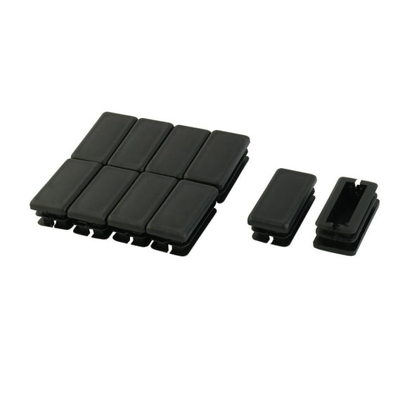 Unique Bargains 10 Pcs Antislip Plastic Rectangle 40mm x 20mm Chair Foot Cover Table Furniture Leg Protector Balck