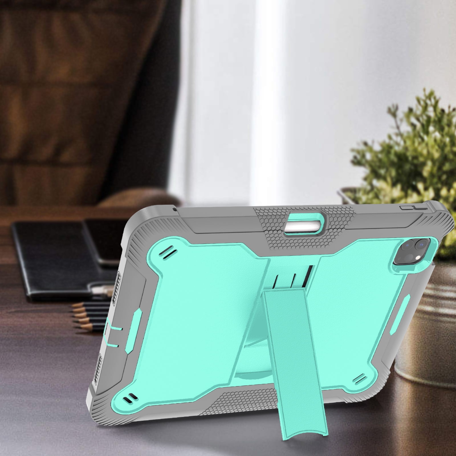 Casetego for iPad Pro 11 Inch Case M4 (2024) 5th Generation with Pencil Holder & Kickstand, Heavy Duty Military Grade Full-Body Shockproof Rugged Protective Cover for iPad Pro 11 Inch M4,Green Gray