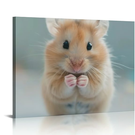 Cute Hamster Wall Decor for Bedroom and Kitchen, Canvas Print Wall Art for Home Decor, Ready To Hang - Room and Home Art Decor 16x12in