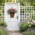 thumbnail image 5 of 15.7in Front Door Flower Basket, Artificial Floral Hanging Wreath, Outdoor Porch Wall Decoration, Seasonal Home Decor, Faux Flowers In Woven Basket, Welcome Sign For Entryway, 5 of 8