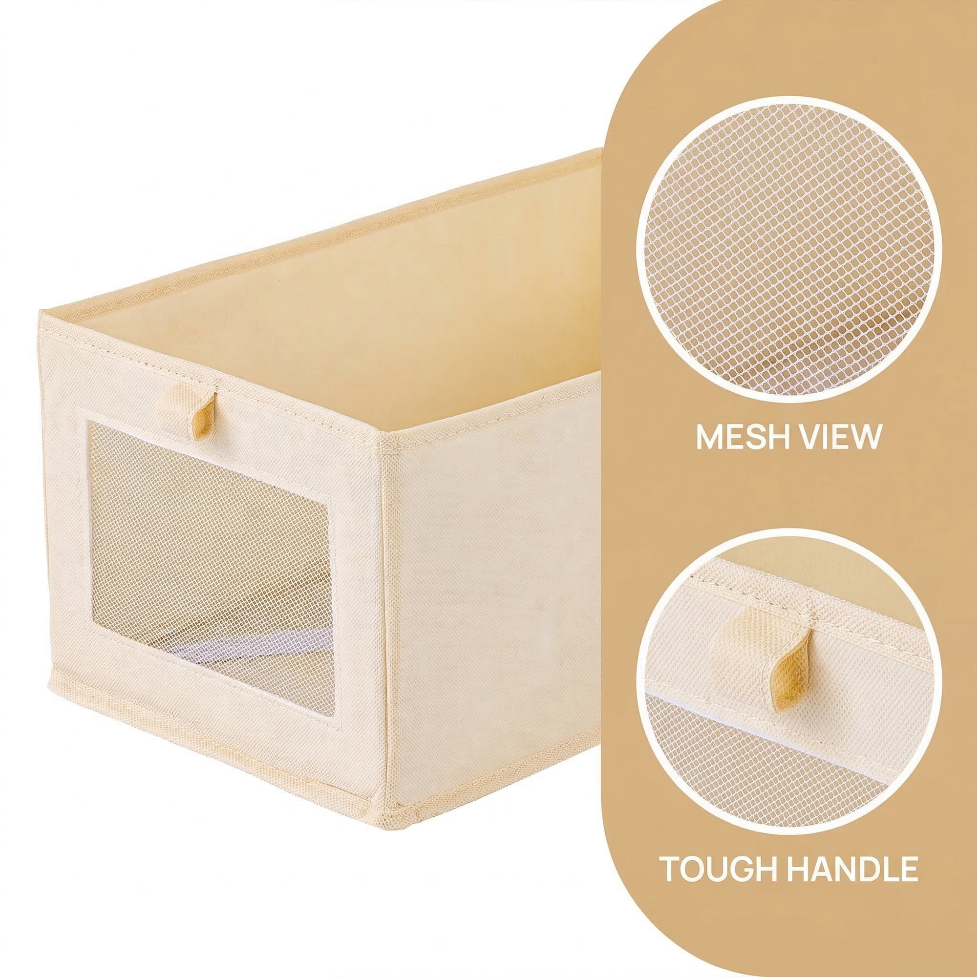 Unique Bargains 3pcs Storage Cube Fabric Storage Bins Beige 15.7*9.8*7.9in