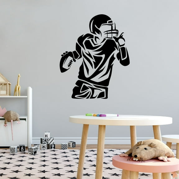 Sports Wall Decals for Boys Bedroom - American Football Player Wearing Uniform and Playing Player DIY & Creativity Boy Girl Bedroom Wall Sticker - Size: 8 In x 10 In