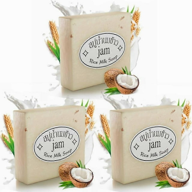 1-3PCS Thailand Handmade Rice Milk Soap Natural Whitening Soap Collagen Body Cleaning
