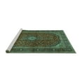 thumbnail image 2 of Ahgly Company Machine Washable Indoor Square Medallion Turquoise Blue Traditional Area Rugs, 8' Square, 2 of 4