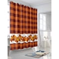 thumbnail image 3 of Fall Shower Curtain Pumpkin Shower Curtains for Bathroom Thanksgiving Decor, Waterproof Polyester Shower Curtain Set with Hooks, Extra Long 72" x 84" Maple Leaves Orange Plaid, 3 of 6
