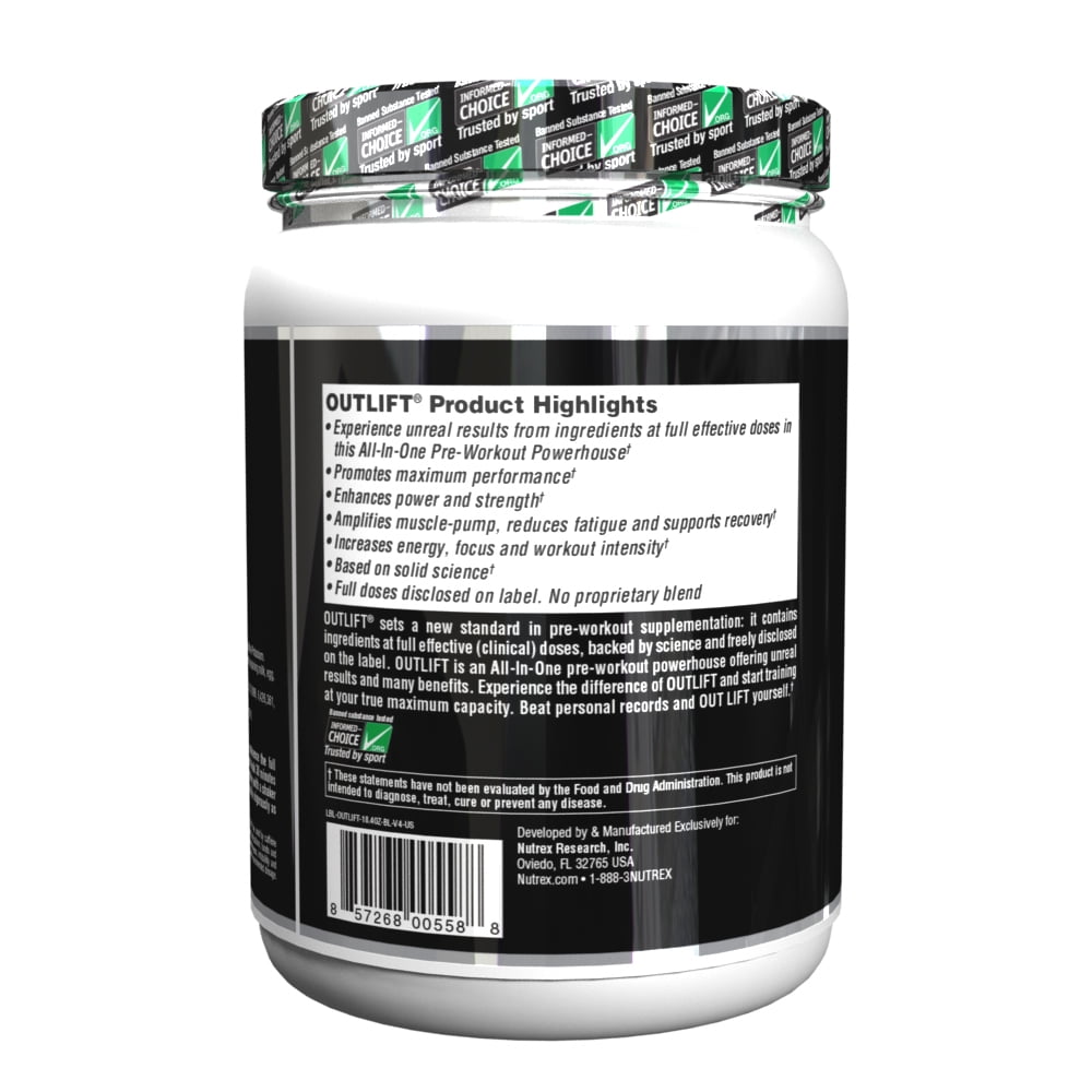 Nutrex Research Outlift Clinically Dosed Pre Workout Powerhouse Blackberry Lemonade 20 Servings Walmart Com Walmart Com