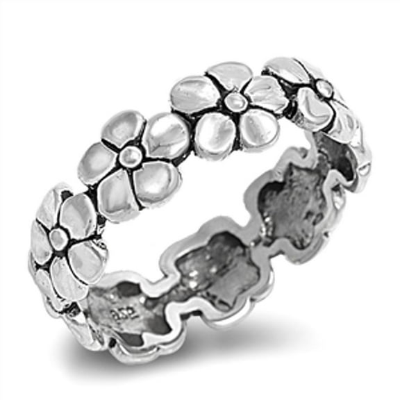 Sterling Silver Women's Plumeria Eternity Ring 925 Band 7mm Jewelry Female Male Unisex Size 13