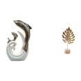 thumbnail image 1 of Escultura blanca de cerámica, estatua de delfín, escultura de hoja, estatua de hoja de metal, decoración abstracta, arte moderno, para gabinete, 1 of 8