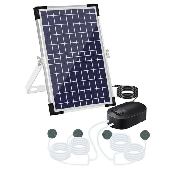 10W 10V Solar Pond Aerator,3 Mode Oxygen Pump with 4400mAh Battery and 4 Air Stones