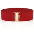 thumbnail image 2 of ZTTD Women Elastic Waist Belt Metal Buckle Waistband Solid Color Wide Belt Female Apparel Accessories A, 2 of 3