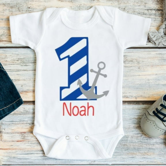Baby Bodysuit BELLA CANVAS Baby Boy 1St Birthday Outfit, Anchors Nautical Party, 1St Birthday Outfit, Baby Boy Nautical Birthday Outfit, Boys Cake Smash Outfit
