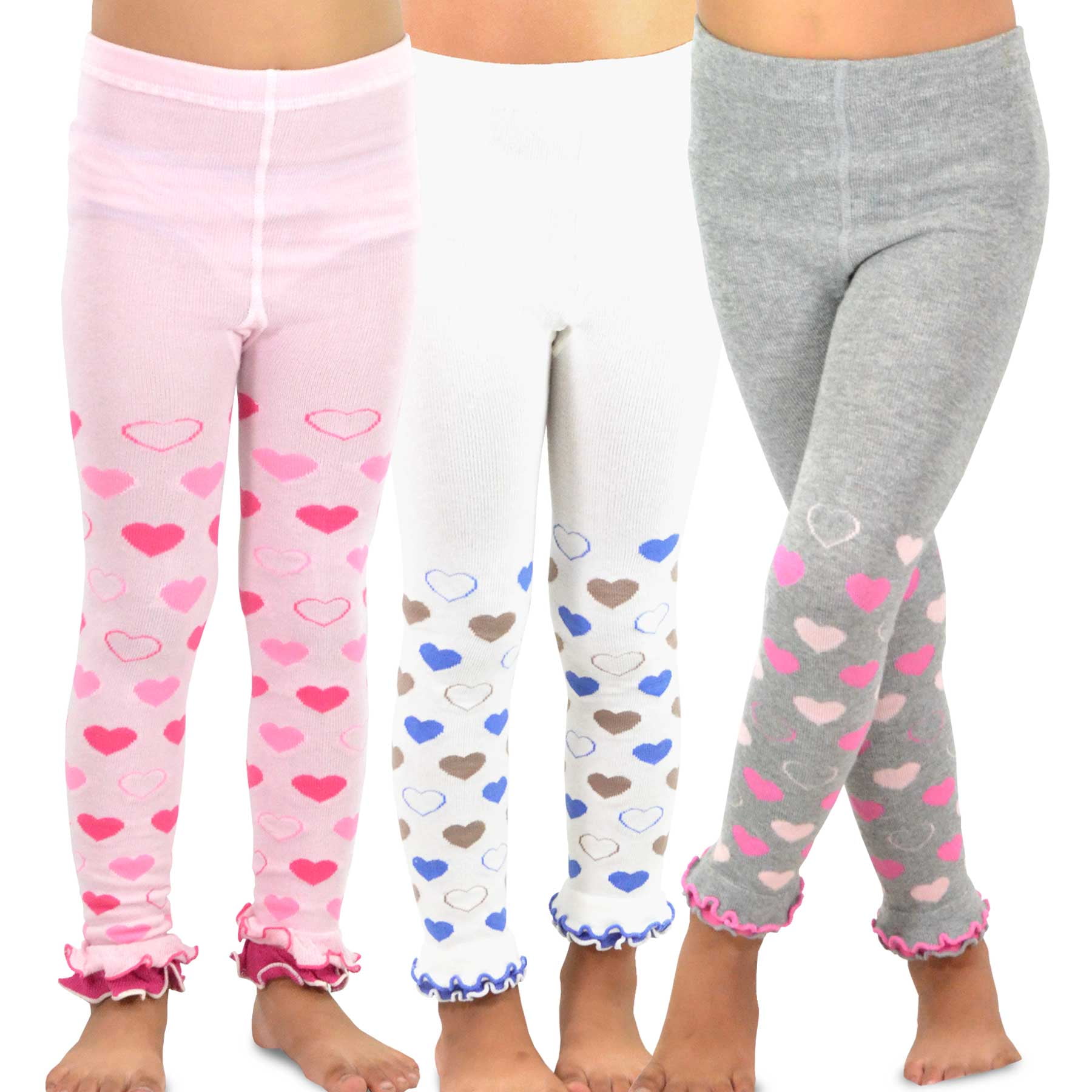 TeeHee Little Kids Girls Fashion Cotton Footless Tights 3 Pair Pack