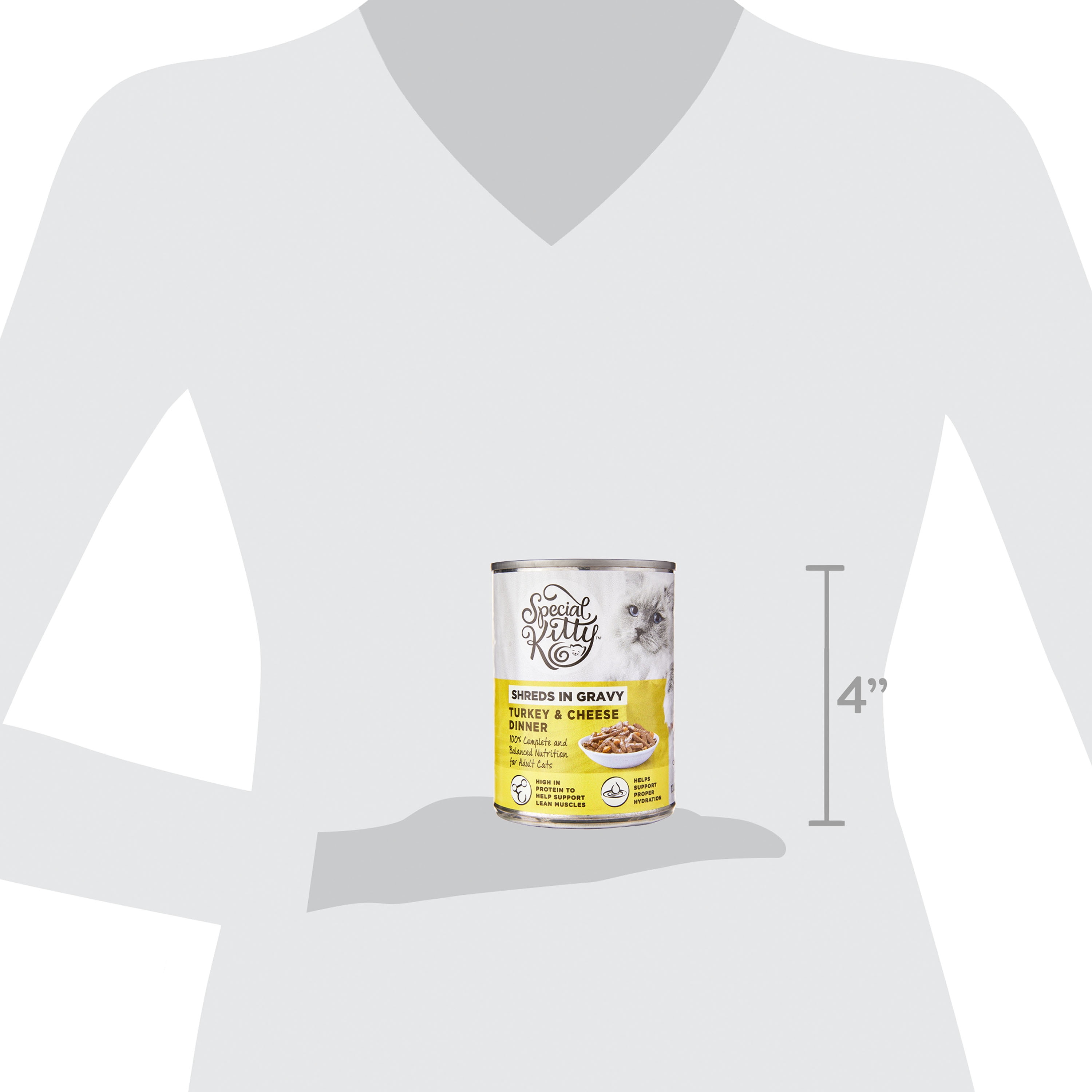 (12 pack) Special Kitty Turkey & Cheese Dinner Shreds in Gravy Wet Cat Food, 13 oz Can
