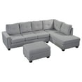 thumbnail image 6 of 108" Large Modular Sectional Sofa, Modern Convertible L-Shape Couch with Storage Ottoman and Rivet Ornament, Upholstered Accent Sofa Couch for Living Room, Bedroom, Apartment Office, Light Grey, 6 of 9