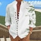 thumbnail image 3 of Camisas Vaqueras Para Hombre Manga Larga Camisa de manga larga con estampado digital 3D y soporte con botones sueltos para hombre, vacaciones, playa, ocio (White, M), 3 of 4