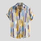 thumbnail image 3 of Camisas De CompresióN Para Hombre Botón a la vuelta Camiseta Abajo Camisa Casual Color Collar Short Men's Print Men Shirts (Yellow, XXL), 3 of 6