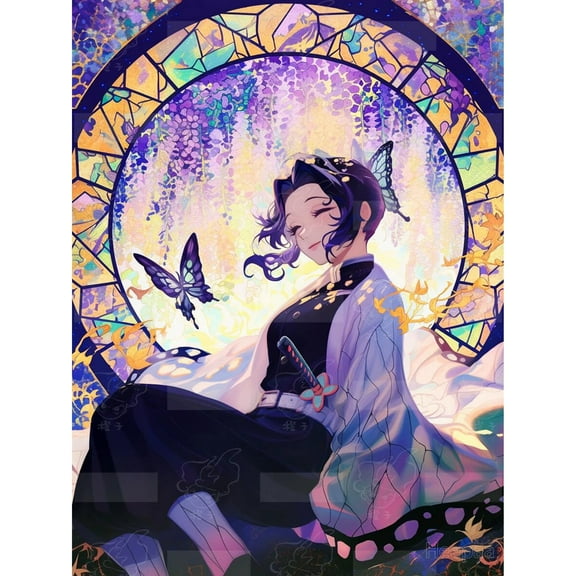 Demon Slayer Diamond Painting Set (for Adults) 5D DIY Anime Diamond Art Set (for Beginners) Round Full Diamond Diamond Painting Gem Art Crafts (Home Wall Decoration Gift)