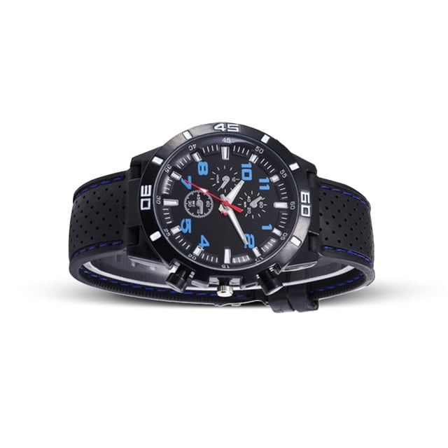 Sonducket Reloj de cuarzo con superficie de espejo de plástico para hombre, reloj de con carcasa de aleación para deportes de negocios, hebilla Relojes Azul
