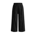 thumbnail image 5 of Oksale Linen Pants Women Petite Loose Wide Leg Ruffle Pull On Pants with Pockets Elastic Waist Summer Cotton Trousers Black M, 5 of 8
