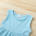 thumbnail image 5 of Tiny Cutey Baby Girl Dress Kid Summer Sleeveless Solid Beach Casual Dresses Sundress Clothes with Headband for 2-3T, 5 of 7