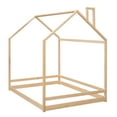 thumbnail image 4 of Full Size House Bed with Roof, Wood Platform Bed with Safety Guardrails,Wood Bed Frame,Montessori Bed, Playhouse Bed,Box Spring Needed, 4 of 9