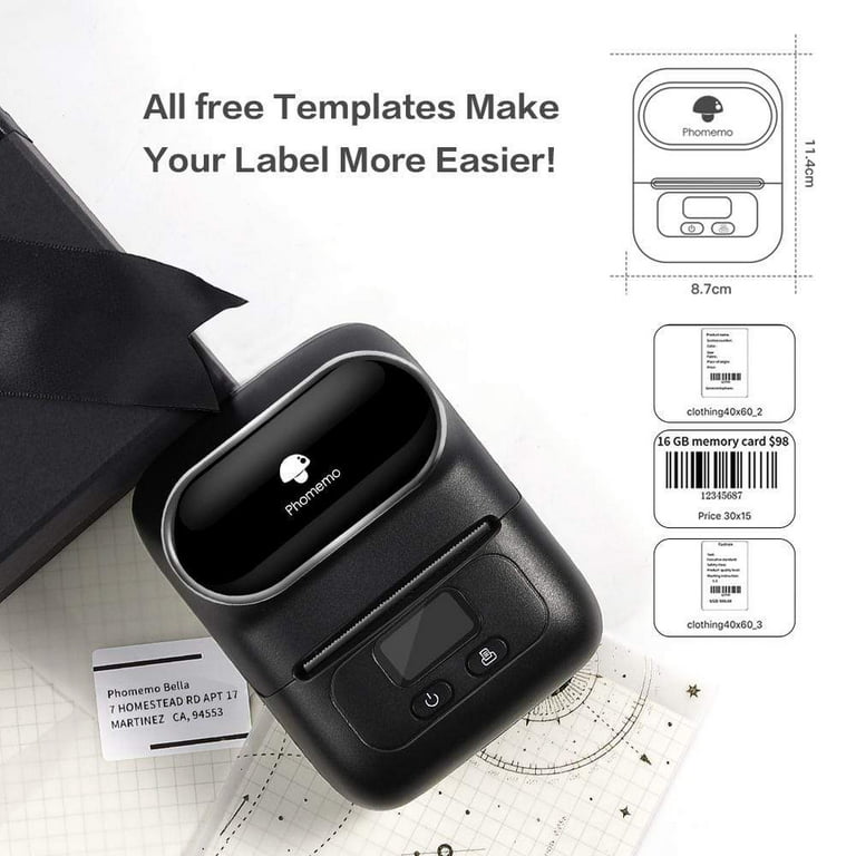 Etokfoks Black Inkless Label Maker, Portable Thermal Label Printer