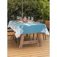 thumbnail image 2 of Outdoor Tablecloth with Umbrella Hole and Zipper, Blue Christmas Rectangle Table Cloth 60x84 Inch Waterproof Tablecloth, Elk Xmas Snowflake Winter Deer Picnic Table Cover for Patio Camping, 2 of 7