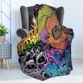 thumbnail image 4 of Urban Graffiti Soft Flannel Fleece Throw Blanket, Hip Hop Design Graffiti Wall Urban Art Background Man Head Detail, Cozy Plush for Indoor and Outdoor Use, 60" x 80", Multicolor, by Ambesonne, 4 of 5