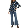 thumbnail image 2 of Allegra K Women's Floral Mock Neck Long Sleeve Blouse Top, 2 of 6