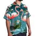 thumbnail image 2 of Flamingo Tropical Rainforest Men's Short Sleeve Button Down Casual Poplin Shirts for Summer Beach, Printed Design - Unisex, 2 of 6
