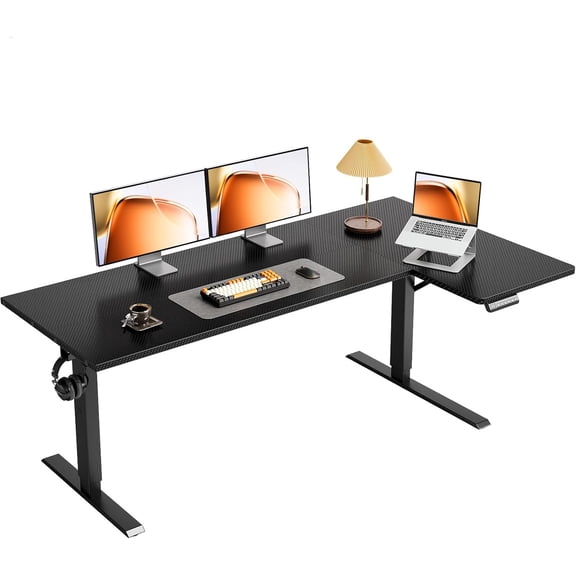 ZCB LIKE HOME Electric L Shaped Standing Desk, 63 Inches Height Adjustable Table, Reversiable Corner Stand Up Desk, Lifting Computer Table for Home Office, Computer Workstation, Black