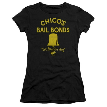 Bad News Bears - Chicos Bail Bonds - Juniors Teen Girls Cap Sleeve Shirt -