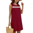 thumbnail image 3 of BUIGTTKLOP Summer Dresses for Women Beach Cover Up Sleeveless Lace Crewneck Crochet Front Loose Fitted Sundress, 3 of 5