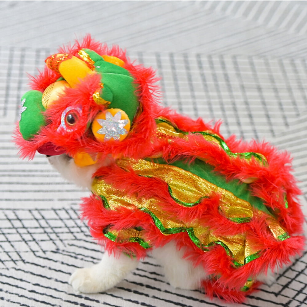 Chinese Dragon Dog Costume New Year Red Lucky Cosplay Festival Dressup for Dogs and Cats