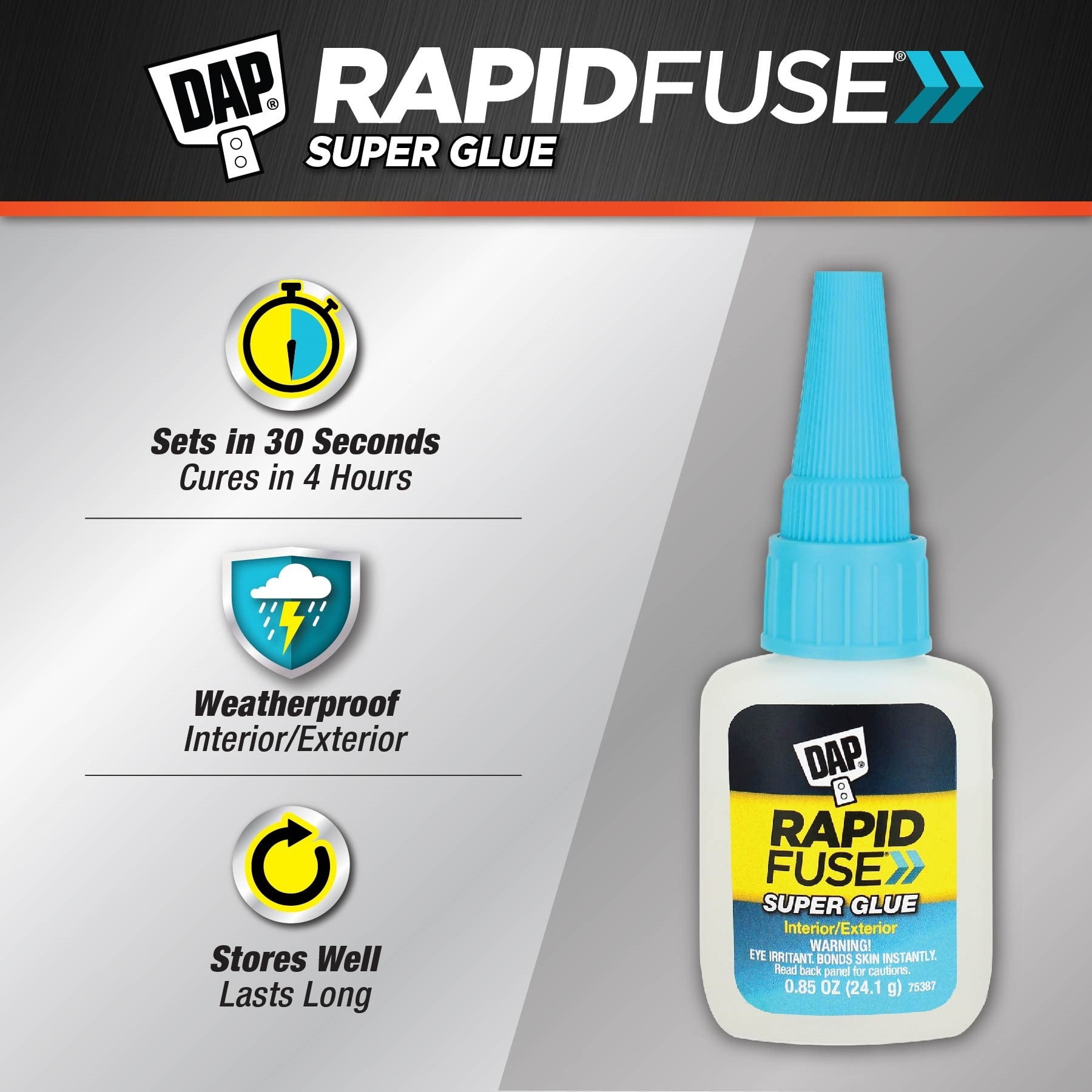 (12 pack) DAP RapidFuse® Super Glue Adhesive .85oz Clear Single pack