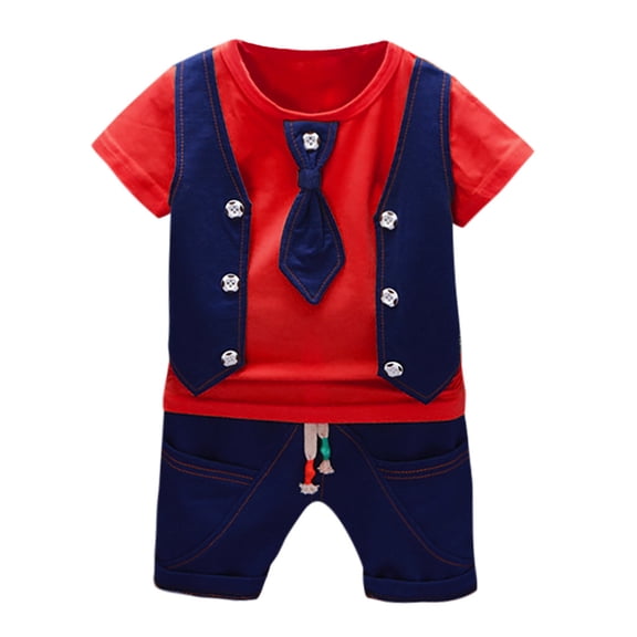 Baby Boys Girls Gifts Toddler Kids Baby Boys Waistcoat Tie T Shirt Tops Shorts Outfits Clothes Set Going Out Outfits for Girls