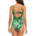 thumbnail image 3 of WREESH Womens One Piece Swimsuits Print Swimwear Slim Swimsuit Bikini Straped Swimsuits Sleeveless Bathing Suits Green, 3 of 9