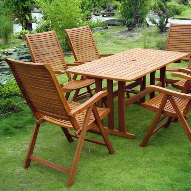 International Caravan Royal Tahiti 7 Piece Wood Patio Dining Set