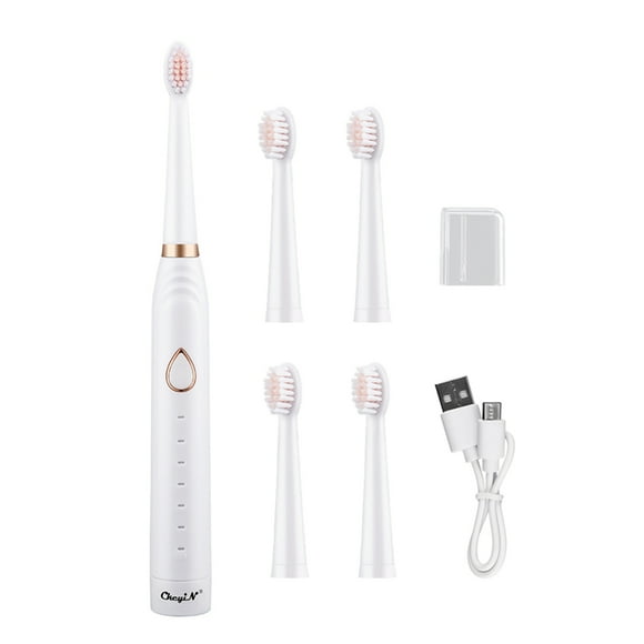 CkeyiN Ultrasonic Electric Toothbrush, USB Charging Intelligent Timing Electric Toothbrush with Replaceable Brush Head
