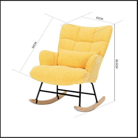 Yellow Velvet Nursery Chair, Construction For Long-term Enjoyment Comfortable Reading Rocker, Fabric A Cozy Corner