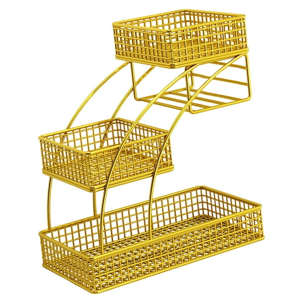 Cesta de frutas, organizador de cocina, cesta para verduras, pan, aperitivos, cuenco para almacenar frutas Oro