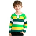 thumbnail image 3 of Afuyipoi Boys School Uniform Shirts ( For 3-15) Striped Tops Long Sleeve Soft Cotton Back-to-School Pullover Top Green Size 14, 3 of 6
