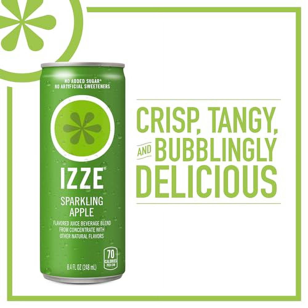IZZE Sparkling Juice, Apple, No Added Sugars, No Preservatives, Non-GMO, 8.4 Fl Oz Can (Pack of 24)