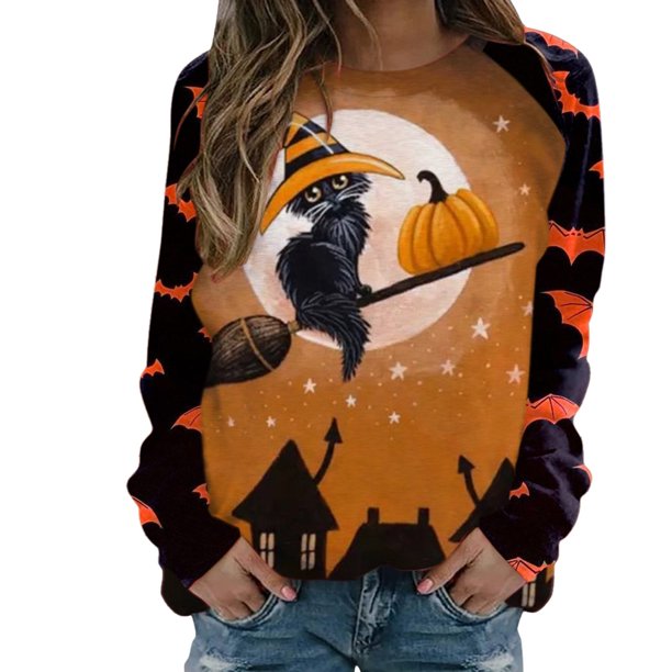 Camisas Para Mujer Camisetas de Gran Tamaño Manga Larga Moda Casual Cosplay Impreso Cuello Redondo Sudadera Tops Blusa Odeerbi ODB136270